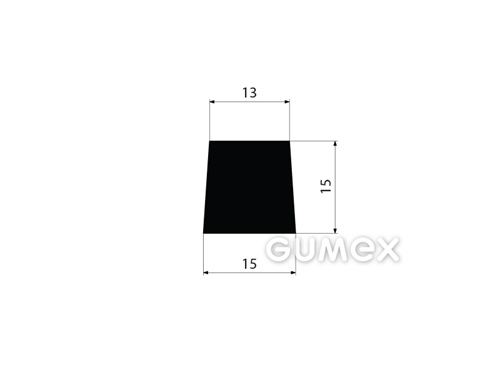 "Trapezförmiges" Gummiprofil, 15x15/13mm, 70°ShA, EPDM, -40°C/+100°C, schwarz, 